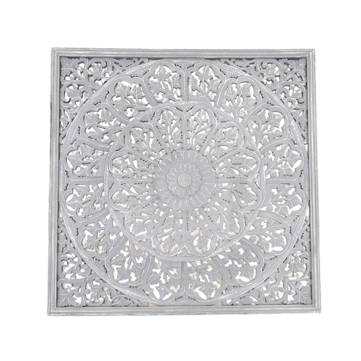 Mandala Handcarved Wood Wall Art - 48x48"