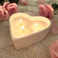 Cream Ceramic Heart Candle
