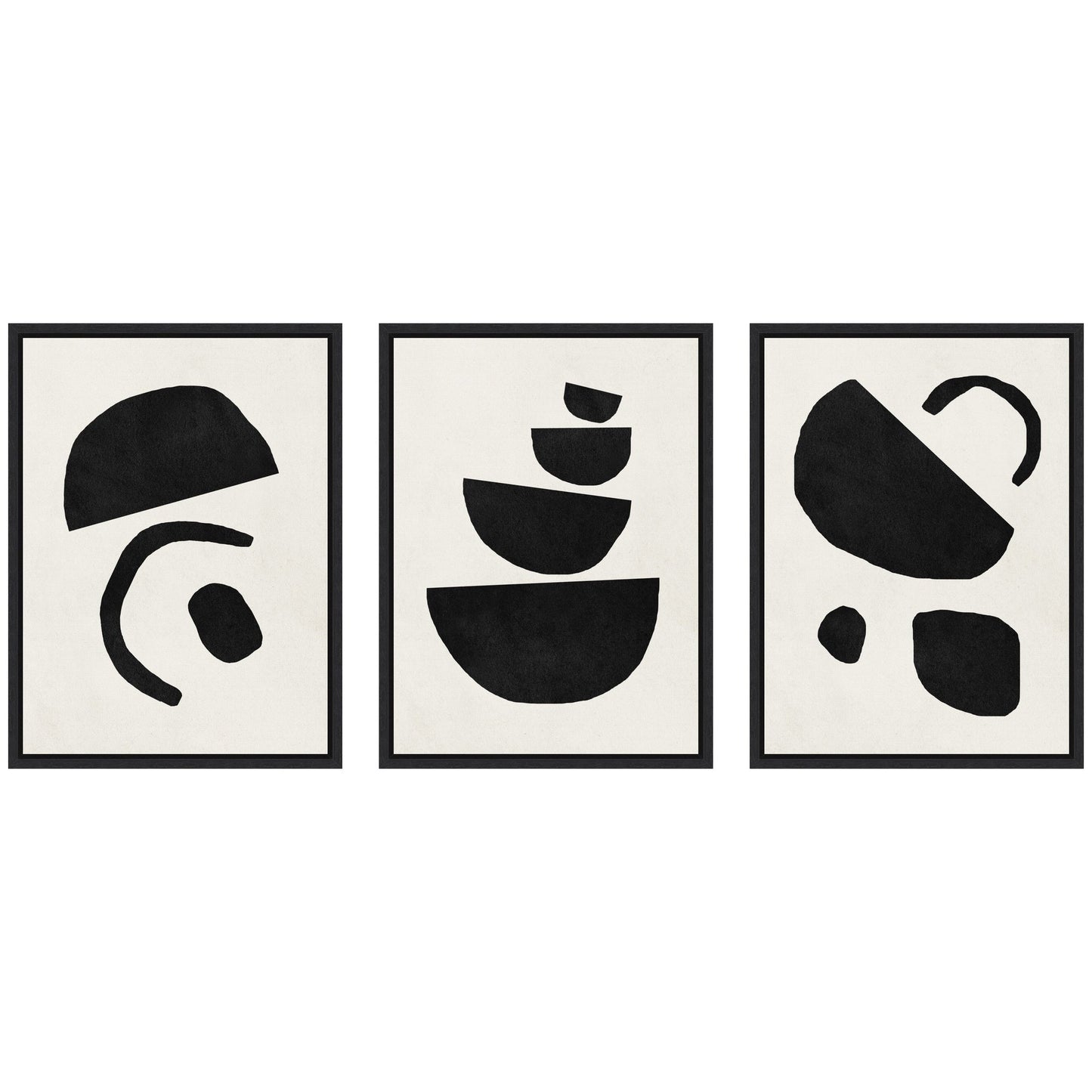Black Geometric Abstracts - Framed Print Set
