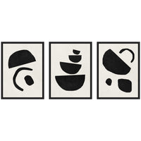 Black Geometric Abstracts - Framed Print Set