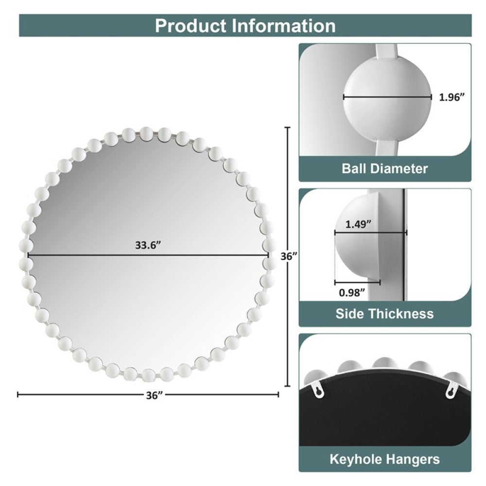 Beaded Iron Round Wall Mirror