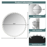 Beaded Iron Round Wall Mirror