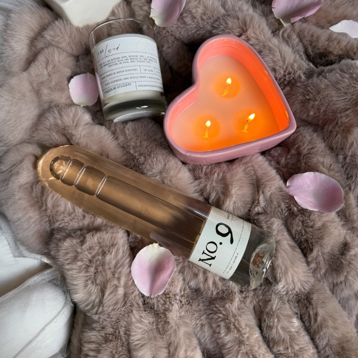 Pink Ceramic Heart Candle