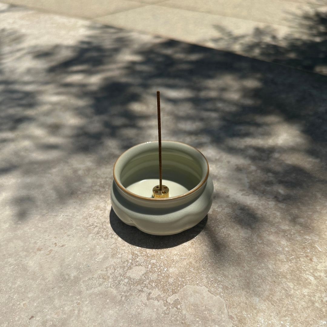 Lotus Incense Burner — Celadon Cream