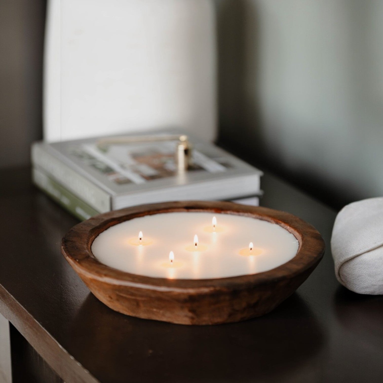 Wooden Bowl 5 Wick Candle