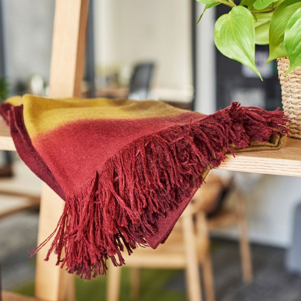Marigold Merino Ombre Throw / Blanket Scarf
