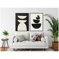 White and Black Geometric - Framed Print Set