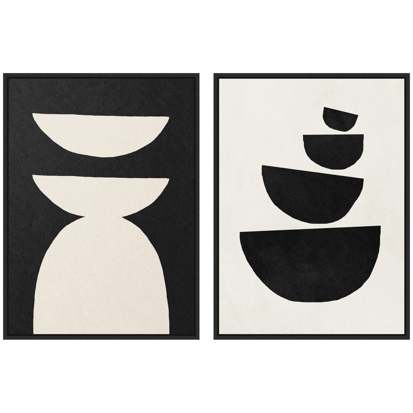 White and Black Geometric - Framed Print Set