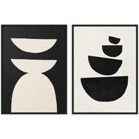 White and Black Geometric - Framed Print Set