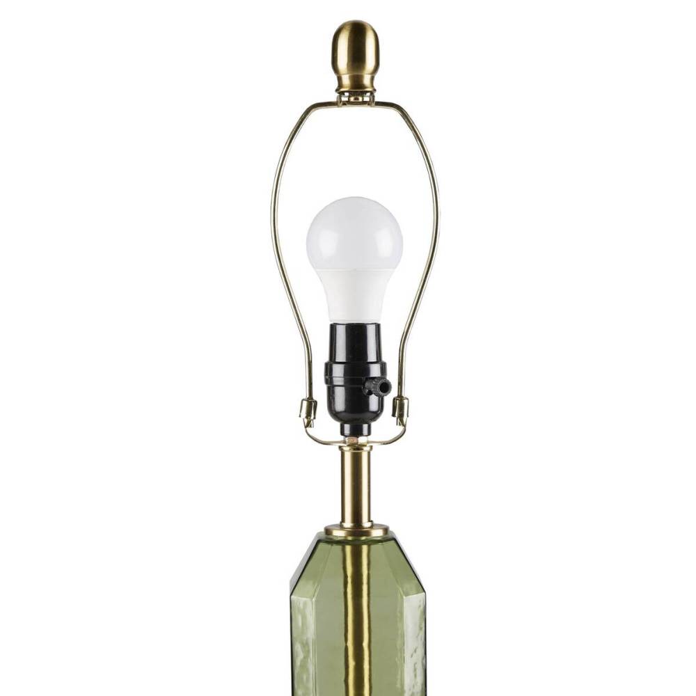 Faceted Green Glass Table Lamp
