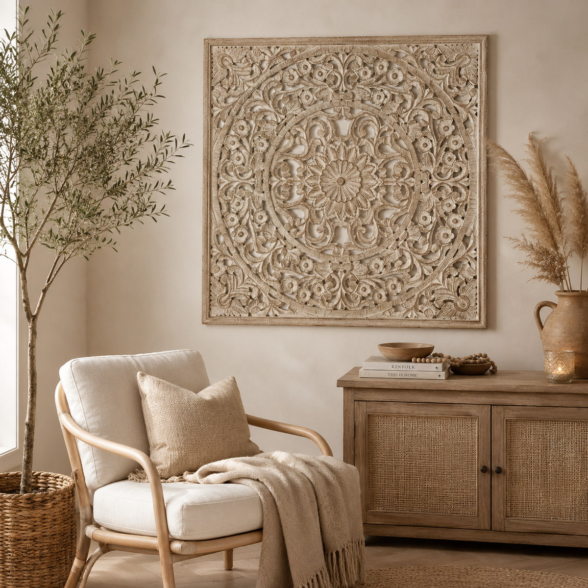 Mandala Handcarved Wall Décor - 48 x 48"