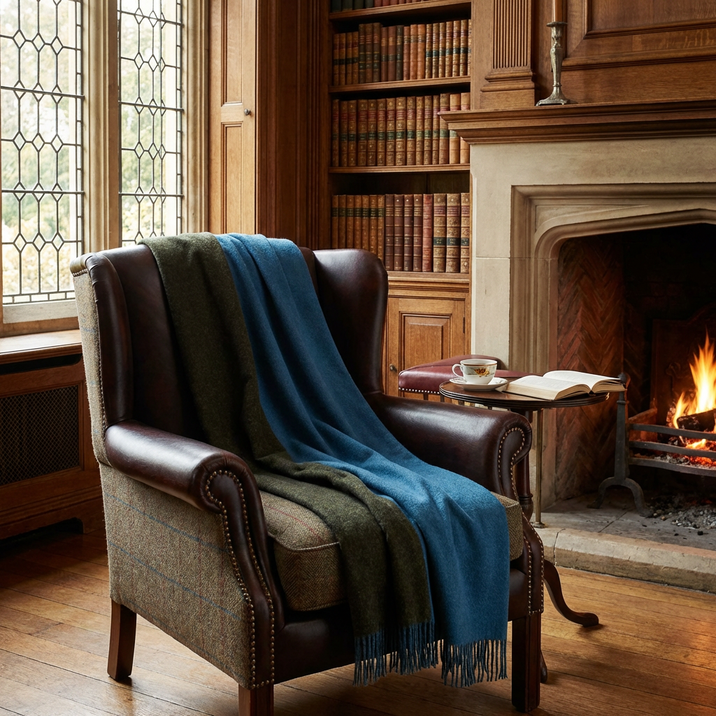 Highland Sea/Green Wool Throw