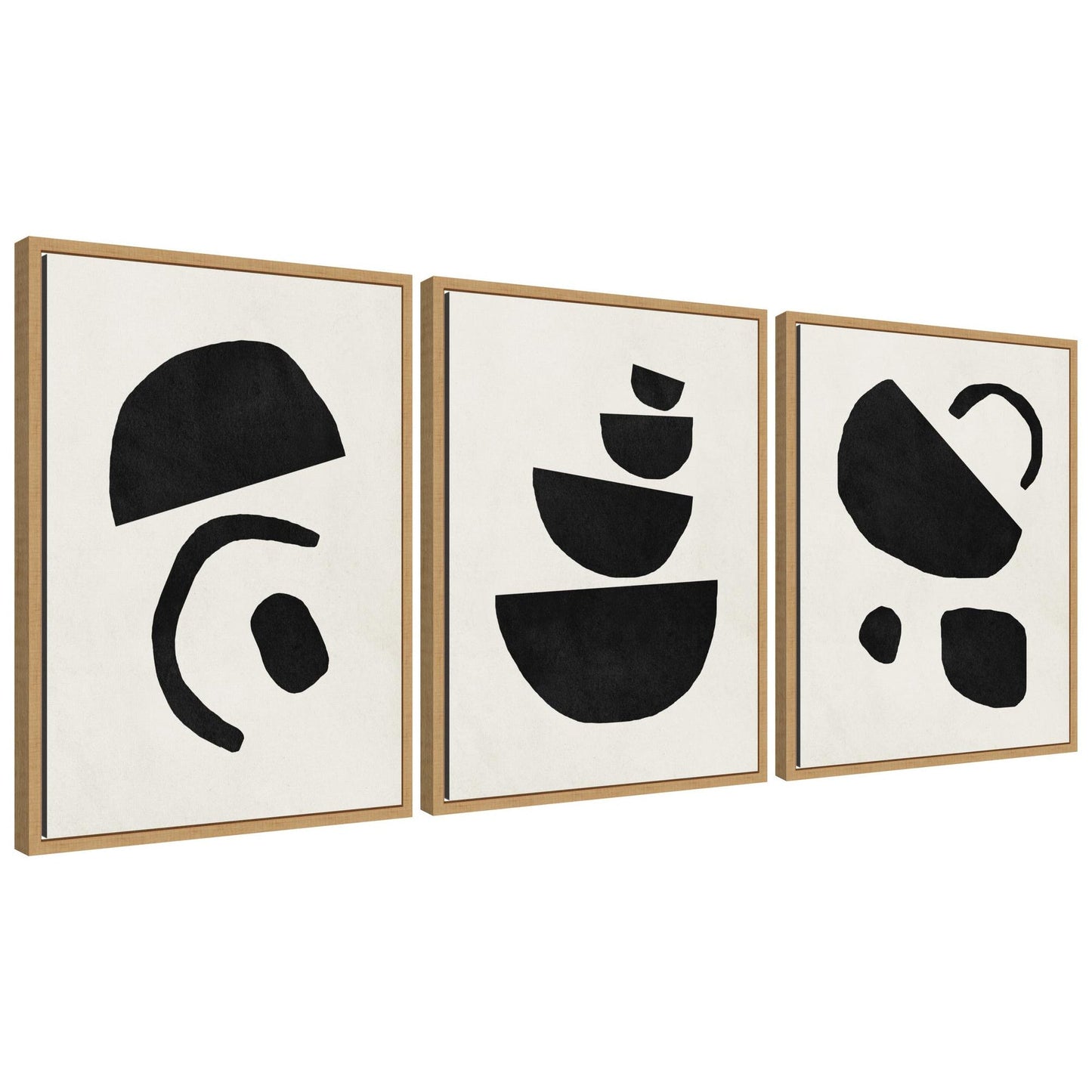 Black Geometric Abstracts - Framed Print Set