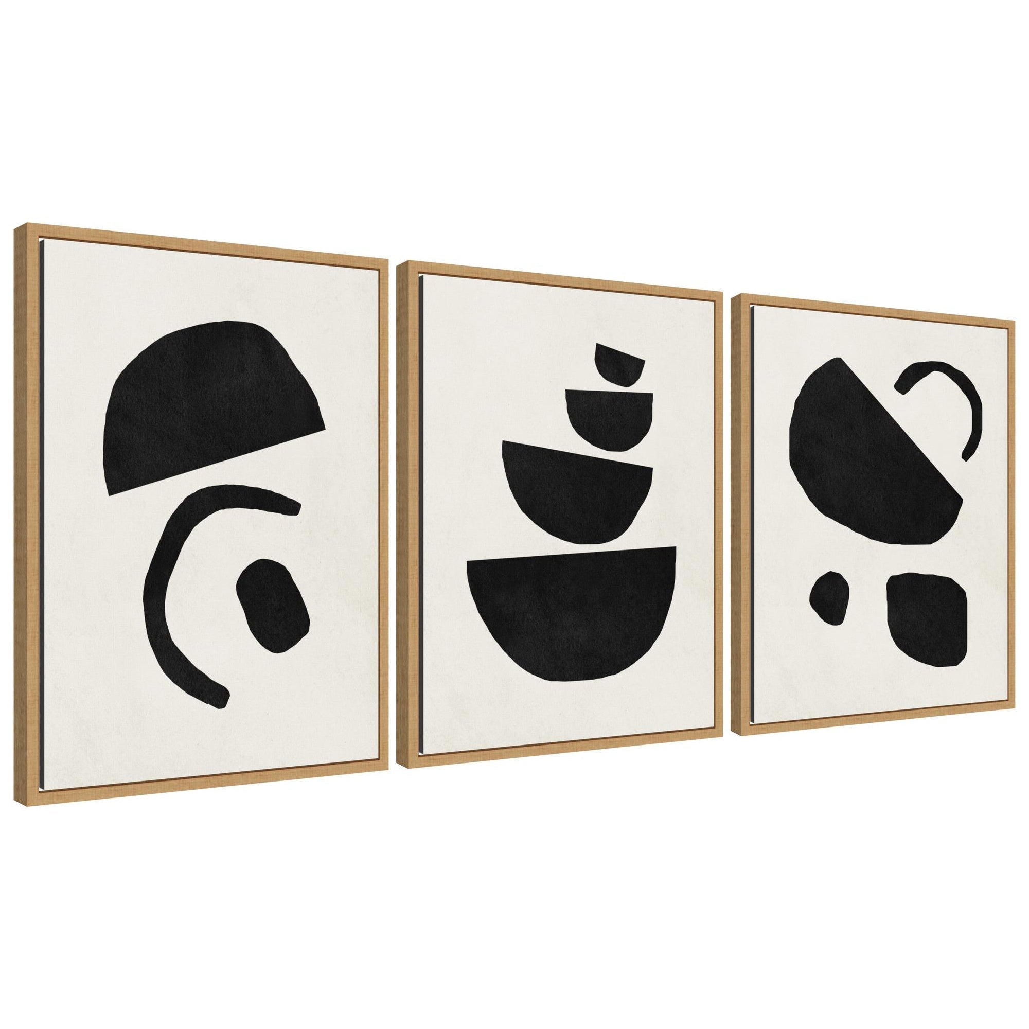Black Geometric Abstracts - Framed Print Set