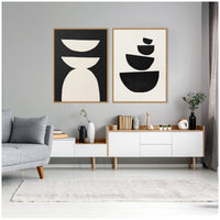 White and Black Geometric - Framed Print Set
