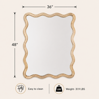 Mango Wood Frame Wavy Wall Mirror  - 36x48"