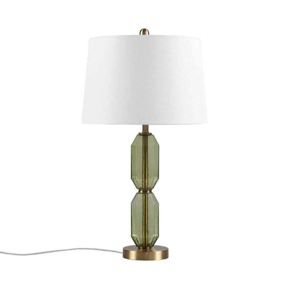 Faceted Green Glass Table Lamp
