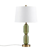 Faceted Green Glass Table Lamp