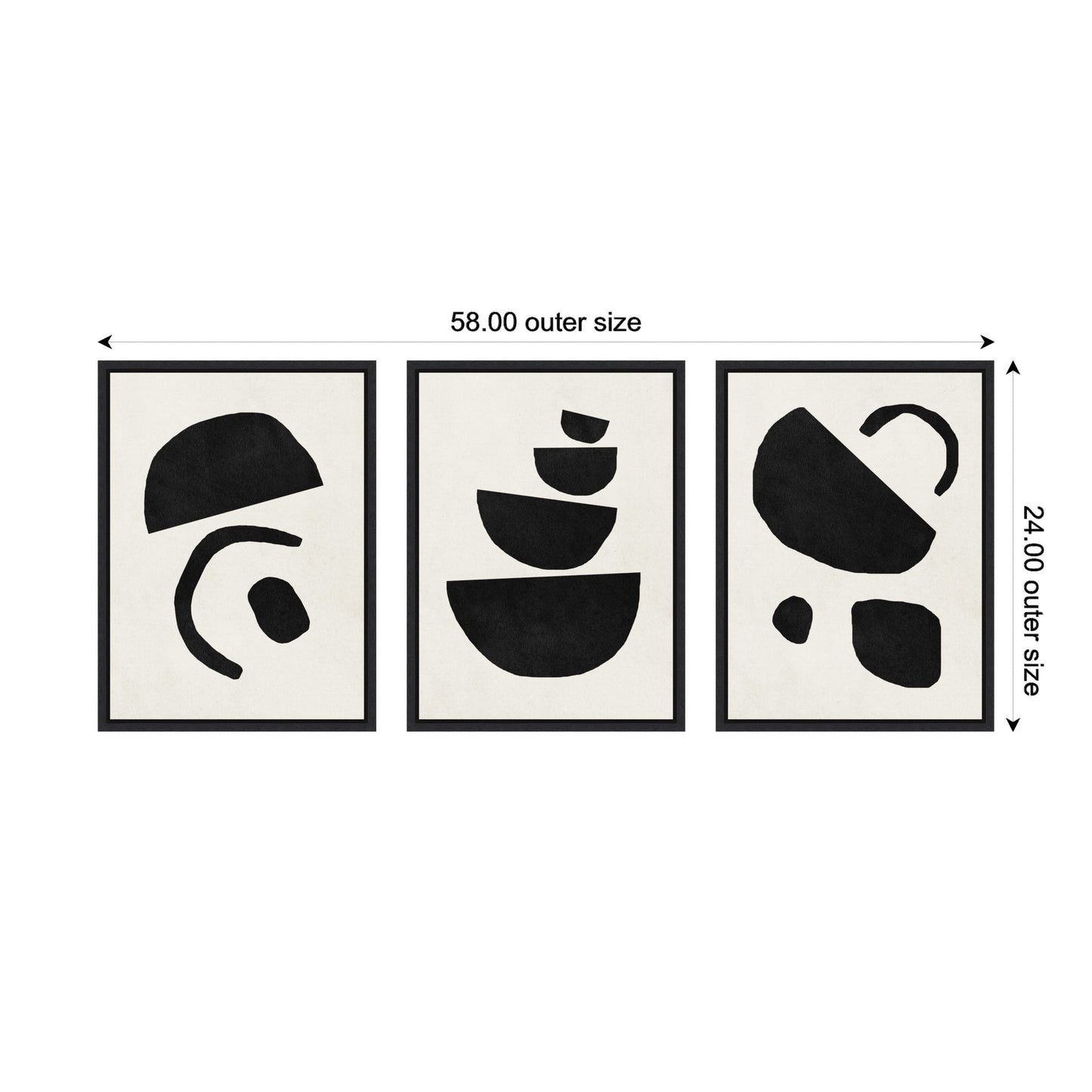 Black Geometric Abstracts - Framed Print Set