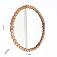 Wooden Beads Frame Circular Wall Mirror - 32"