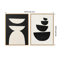 White and Black Geometric - Framed Print Set