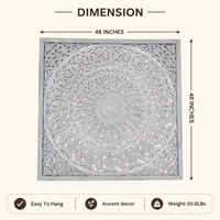 Mandala Handcarved Wood Wall Art - 48x48"