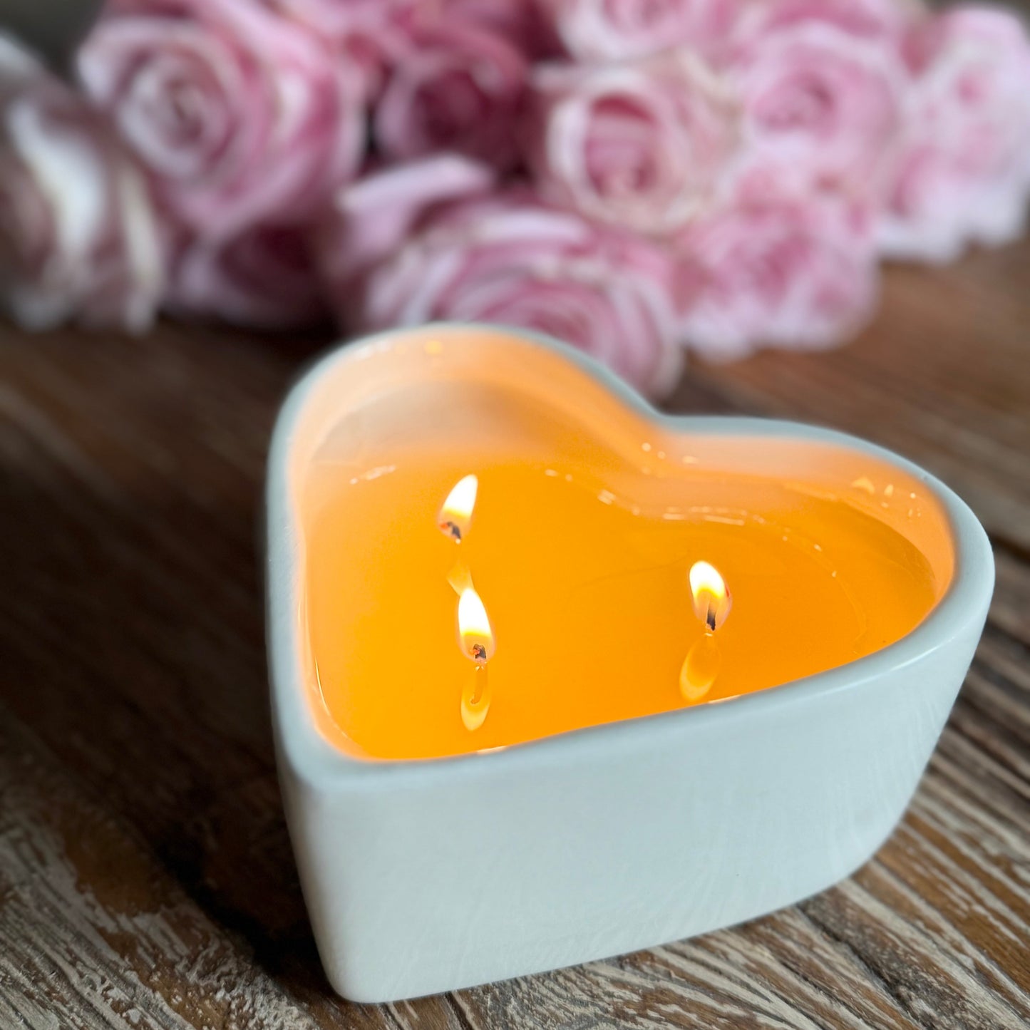 Cream Ceramic Heart Candle