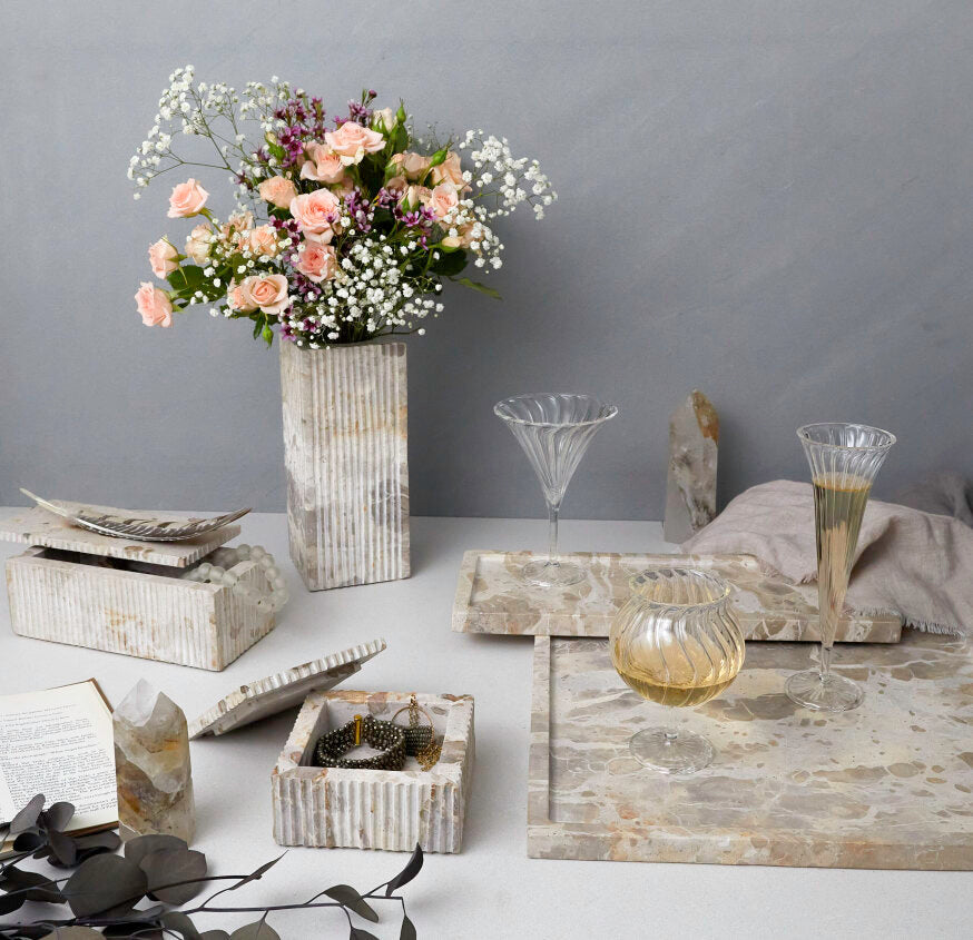 Marble Ribbed Vase