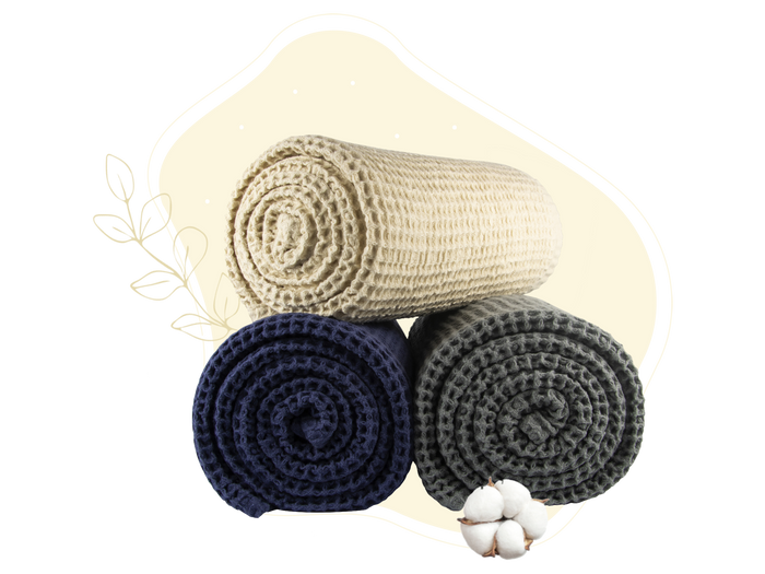 Pure Cotton Waffle Weave Throw