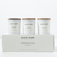 Essentials mini soy candle gift set with wood lids