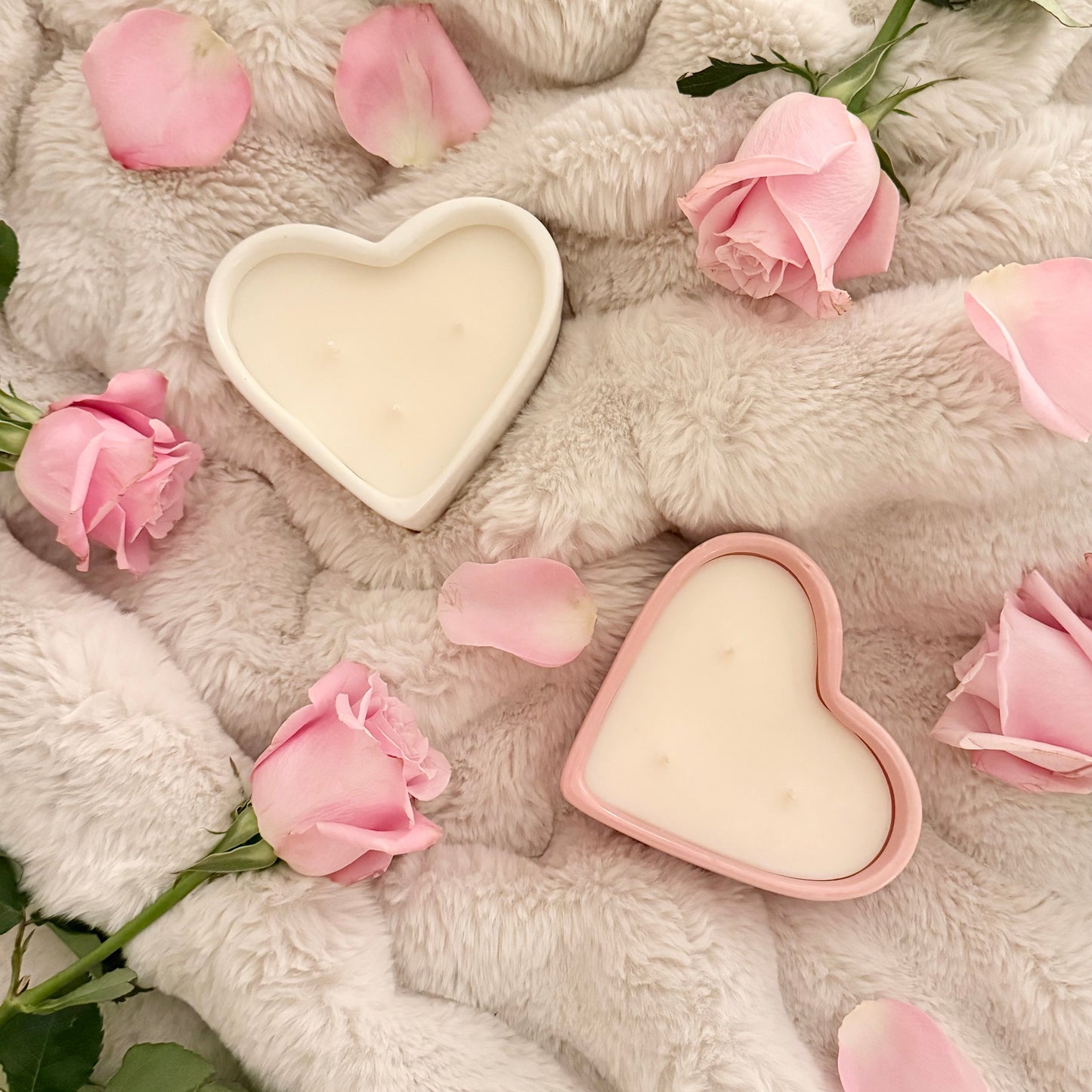 Pink Ceramic Heart Candle