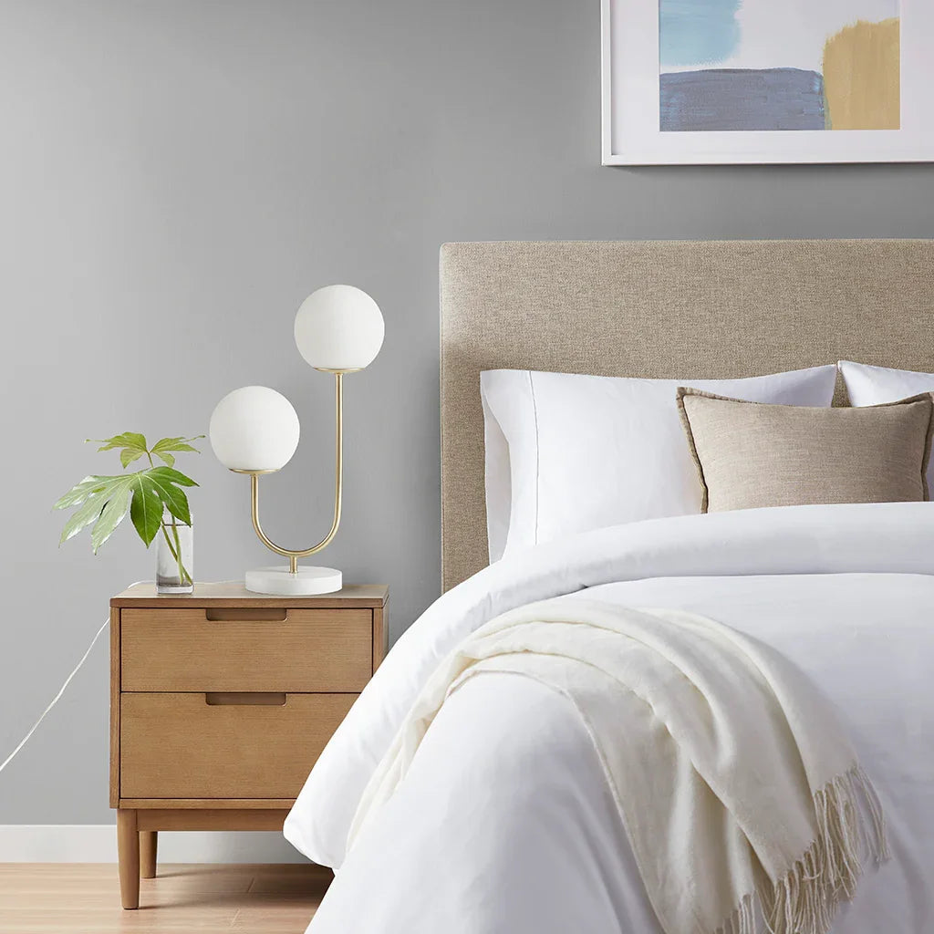 2-Light Frosted Globe Table Lamp