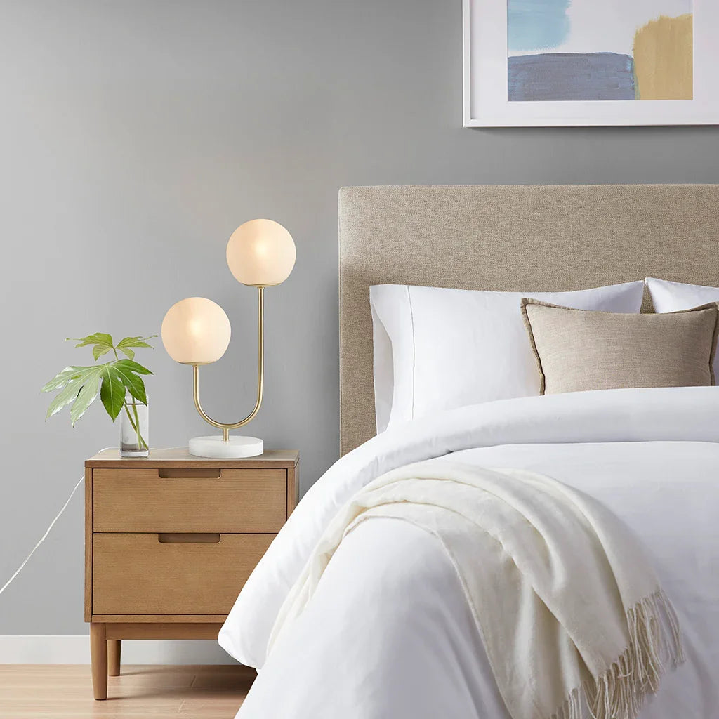 2-Light Frosted Globe Table Lamp