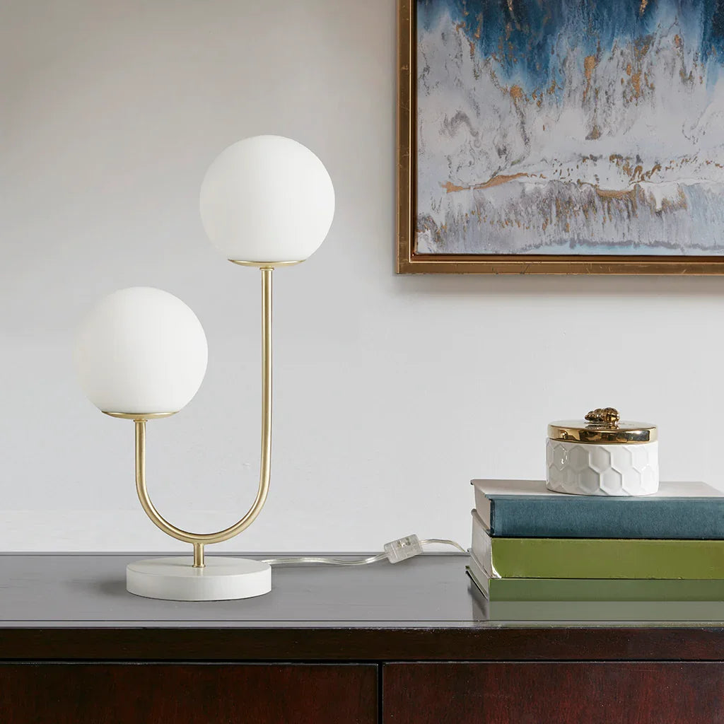 2-Light Frosted Globe Table Lamp