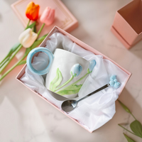Tulip Ceramic Mug with Spoon Gift Set