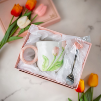 Tulip Ceramic Mug with Spoon Gift Set