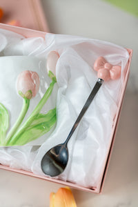 Tulip Ceramic Mug with Spoon Gift Set