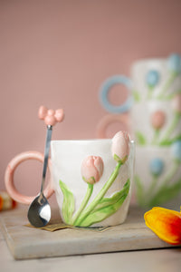 Tulip Ceramic Mug with Spoon Gift Set