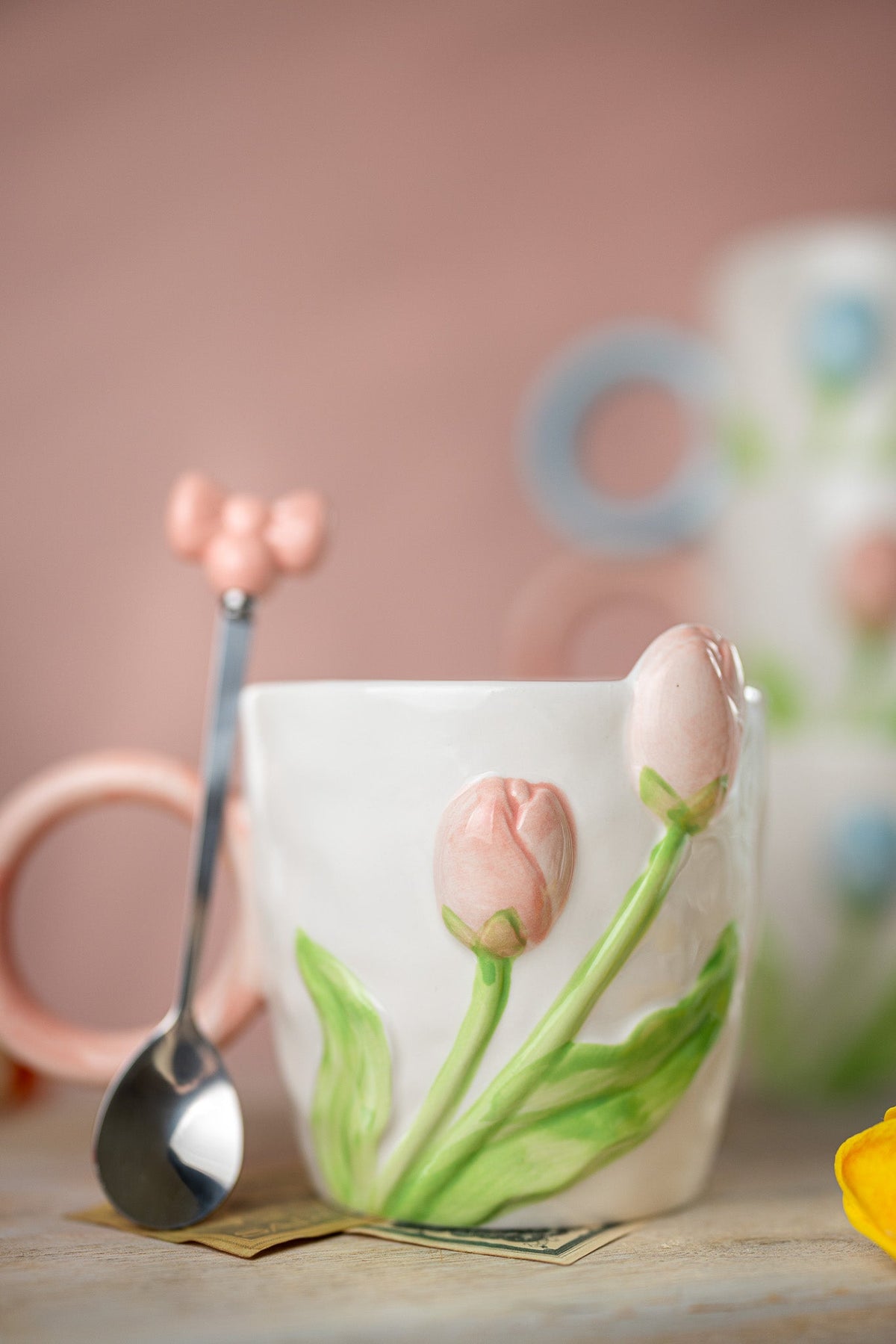 Tulip Ceramic Mug with Spoon Gift Set