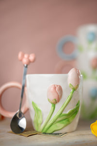 Tulip Ceramic Mug with Spoon Gift Set