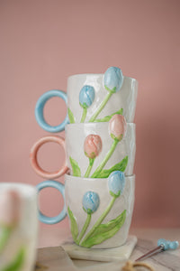 Tulip Ceramic Mug with Spoon Gift Set