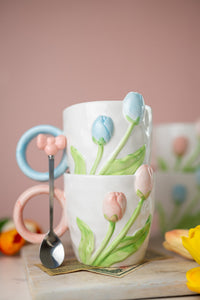 Tulip Ceramic Mug with Spoon Gift Set