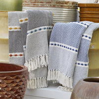 Herringbone Stripe Cotton Woven Tassel Throw