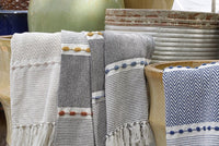 Herringbone Stripe Cotton Woven Tassel Throw