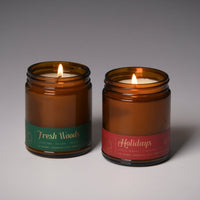 Holiday soy blend candle gift set of two scented jar candles