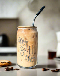 Can Glass & Bamboo Lid - Coffee Sweet Coffee