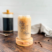 Can Glass & Bamboo Lid - Coffee Sweet Coffee