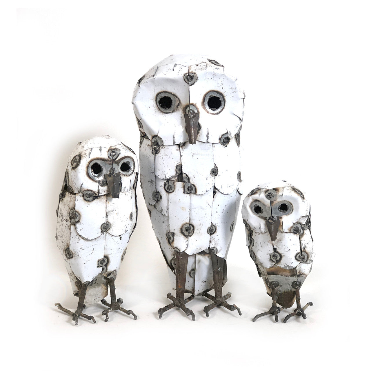 Snowy White Owls - Recycled Metal