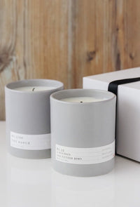 Two-candle gift set with a matchbook in gift packaging