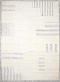 Hand-loomed wool rug in light silver, off-white and silver gray